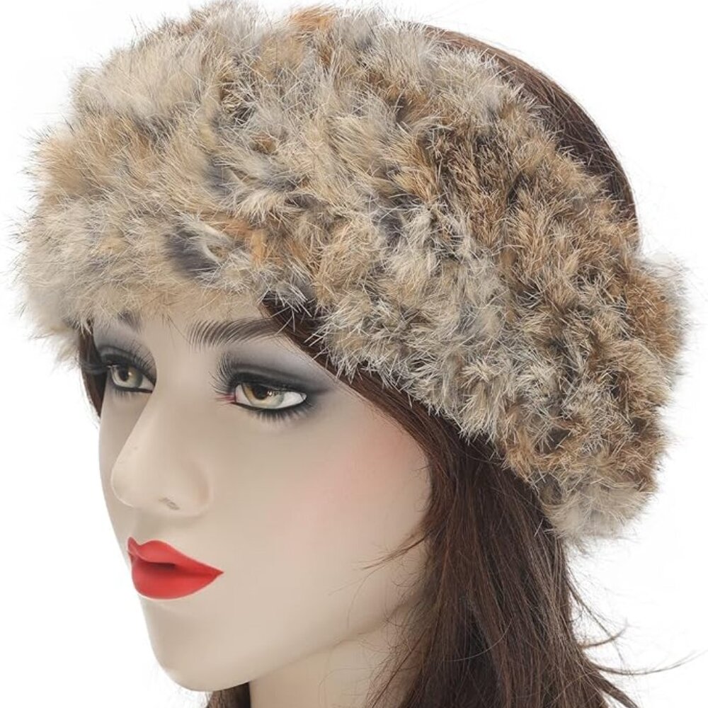 ZLYC Rabbit Fur Headband